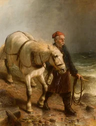 Man med häst och lykta
